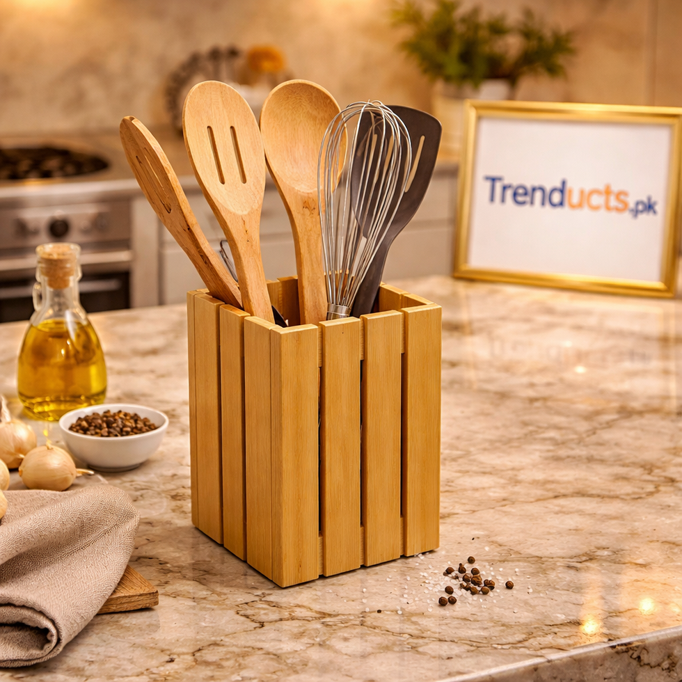 Bamboo Square Cutlery & Spoon Holder