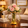 Hexagonal Gold Botanical Metal Vase & Candle Holder
