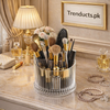 360° Rotating Ribbed Transparent Makeup Brush & Cosmetic Organizer
