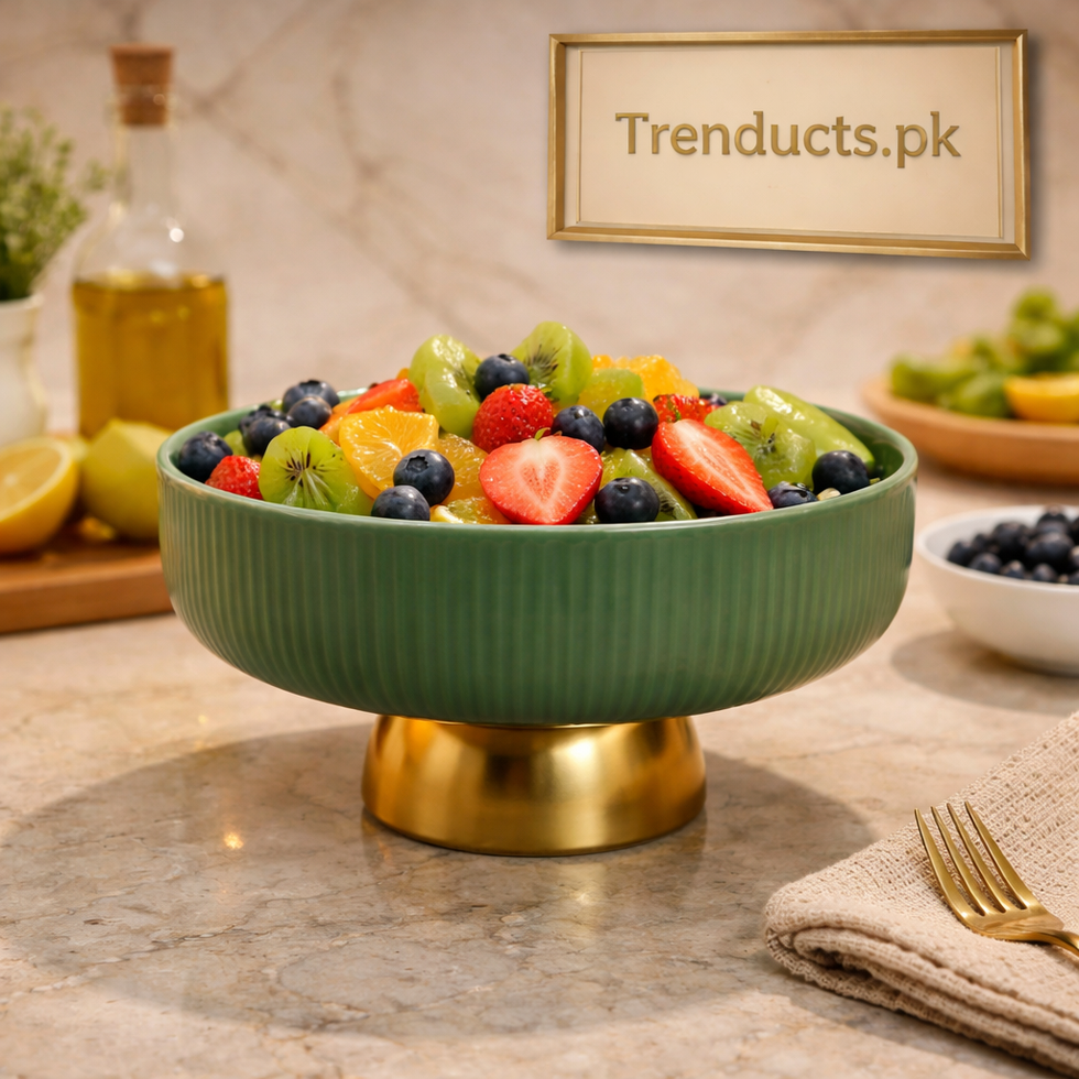 8-Inch Elegant  Ribbed Bowls with Golden Pedestal Base