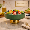 8-Inch Elegant  Ribbed Bowls with Golden Pedestal Base