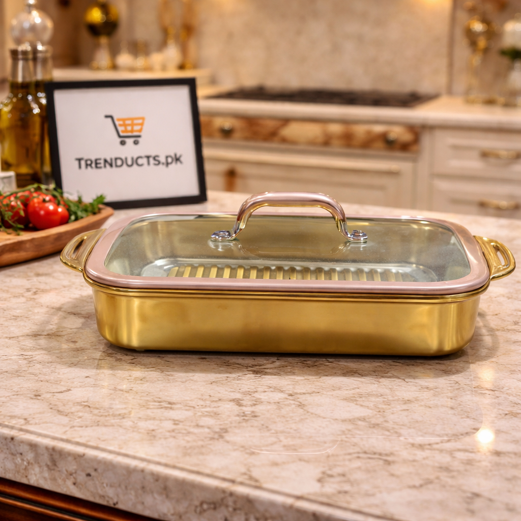 Premium Golden Chafing Dish with Glass Lid