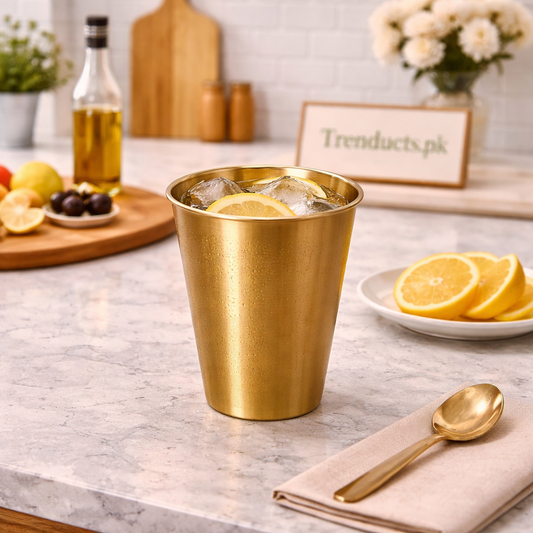Premium Golden Plain Drinking Glass – Single Piece