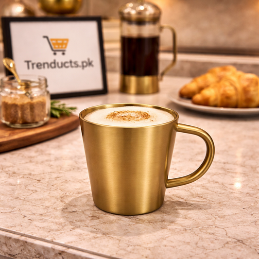 Luxury Golden Stainless Steel Tea Cup – 300 ML