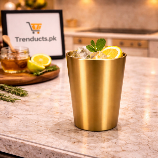 Premium Golden Double-Walled Plain Glass – 350 ML