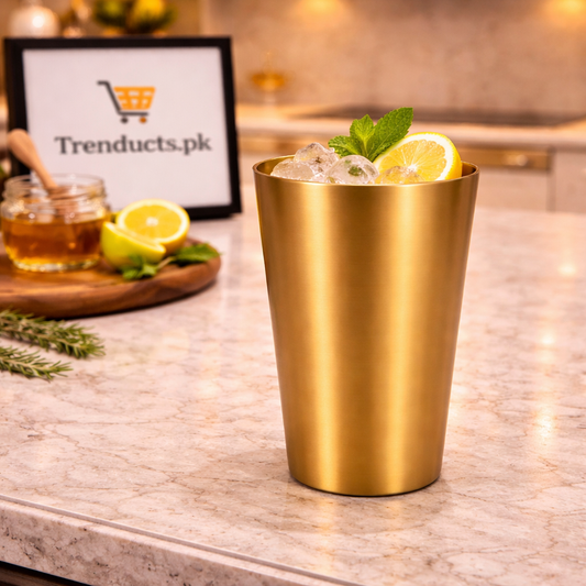 Premium Golden Double-Walled Plain Glass – 450 ML