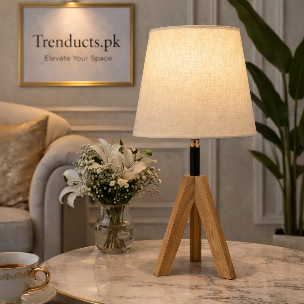 16-Inch Nordic Tripod Wooden Table Lamp (each)
