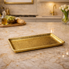 Golden Hammered Rectangular Serving Tray
