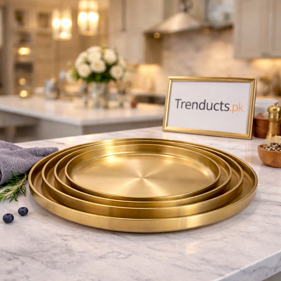 Premium Golden Round Serving Tray