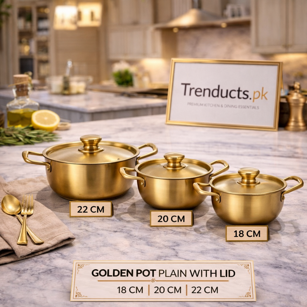 Premium Golden Plain Pot with Lid Collection