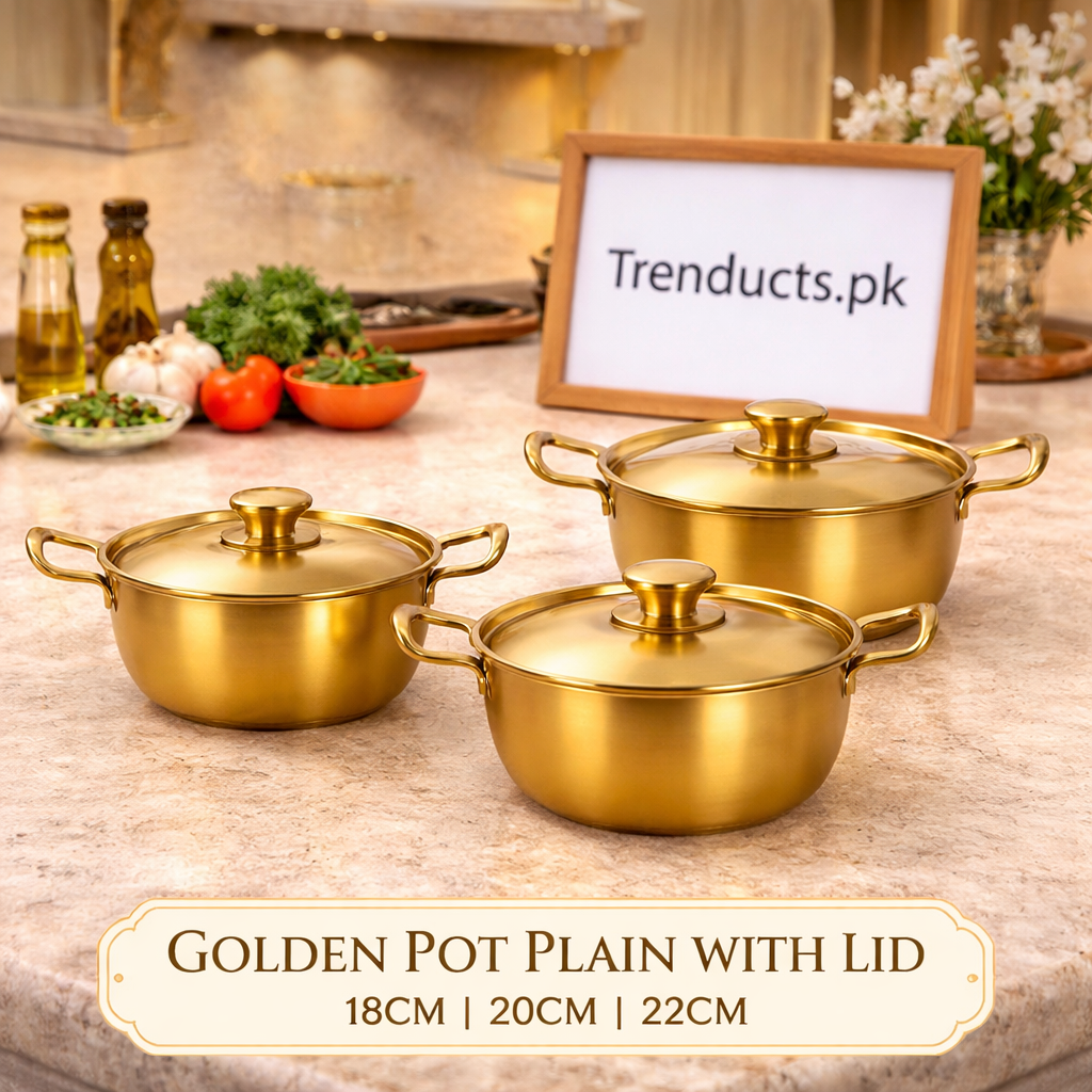 Premium Golden Plain Pot with Lid Collection