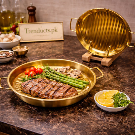 Premium Golden Steak-Style Serving Platter