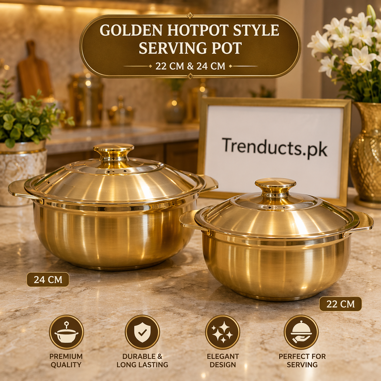 Premium Golden Hotpot-Style Serving Pot Collection