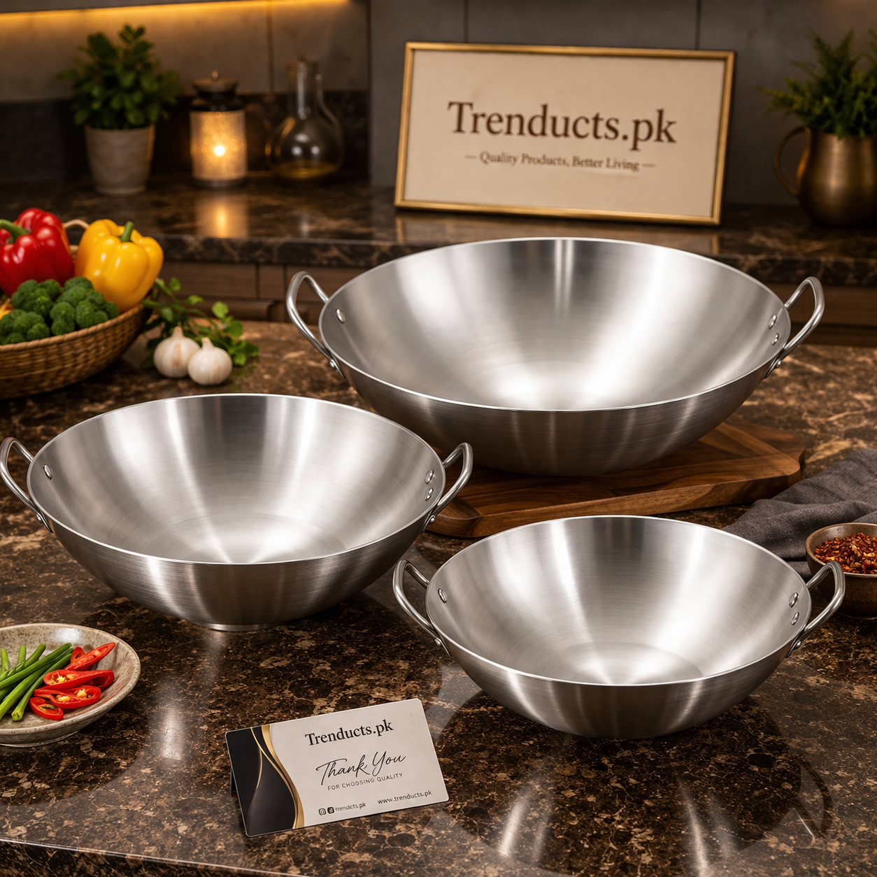 Professional Stainless Steel Heavy Gauge Wok Collection