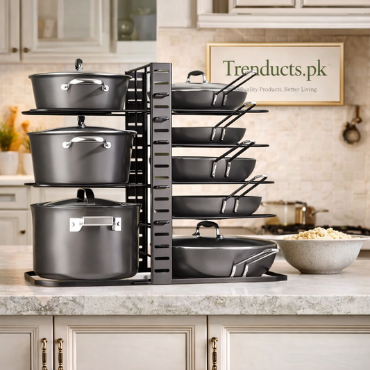 Heavy-Duty 8-Tier Adjustable Pot and Pan Organizer Rack
