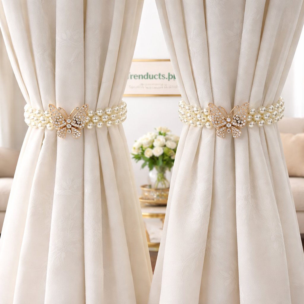 Luxury Butterfly Pearl Magnetic Curtain Tiebacks (Pair)
