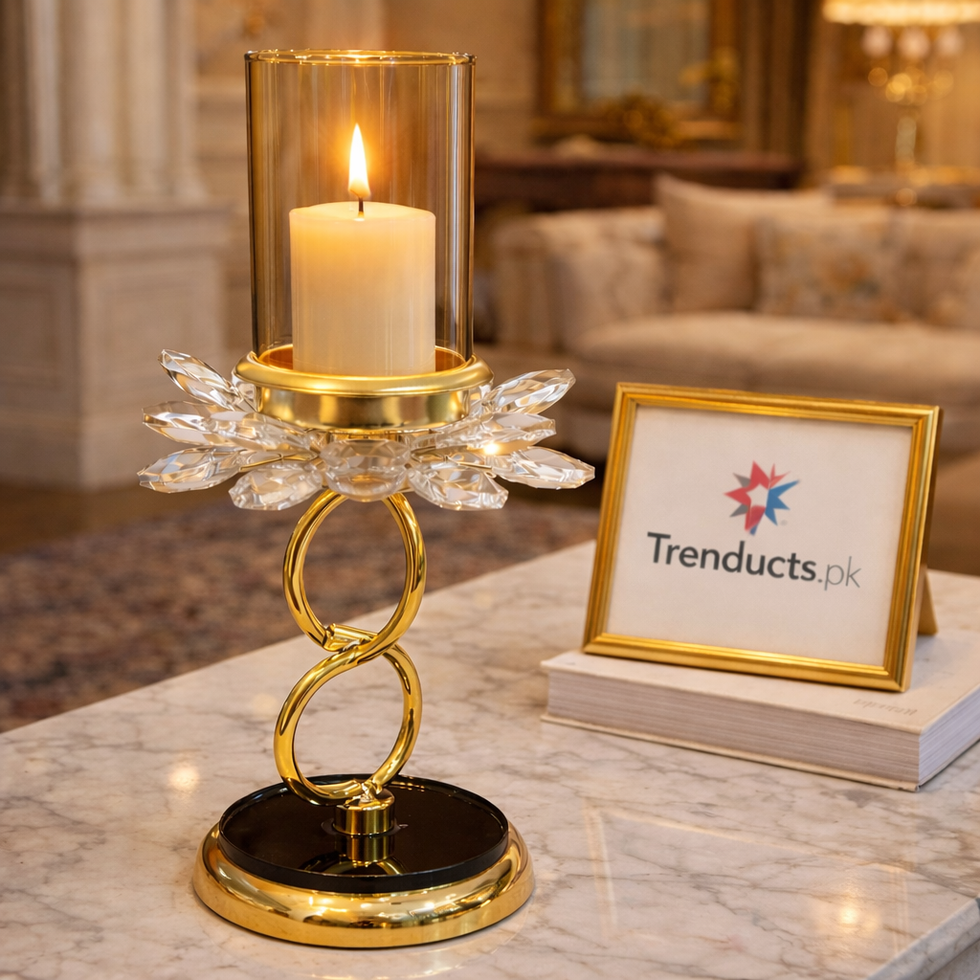 Crystal Petal & Infinity Loop Metal Candle Stand