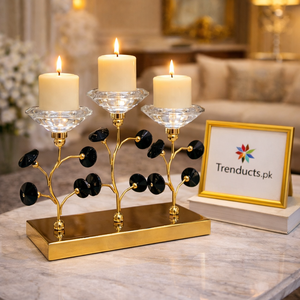 3-Piece Elegant Hammered Metal & Gold Votive Candle Stand Set