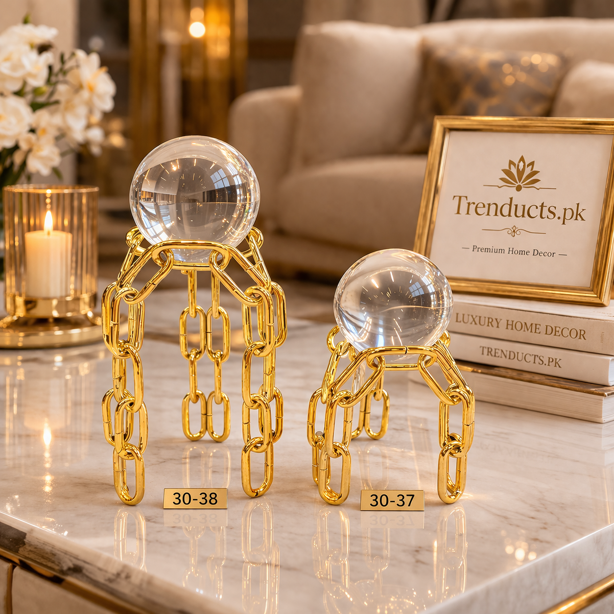 Modern Geometric Crystal Ball Metal Stands