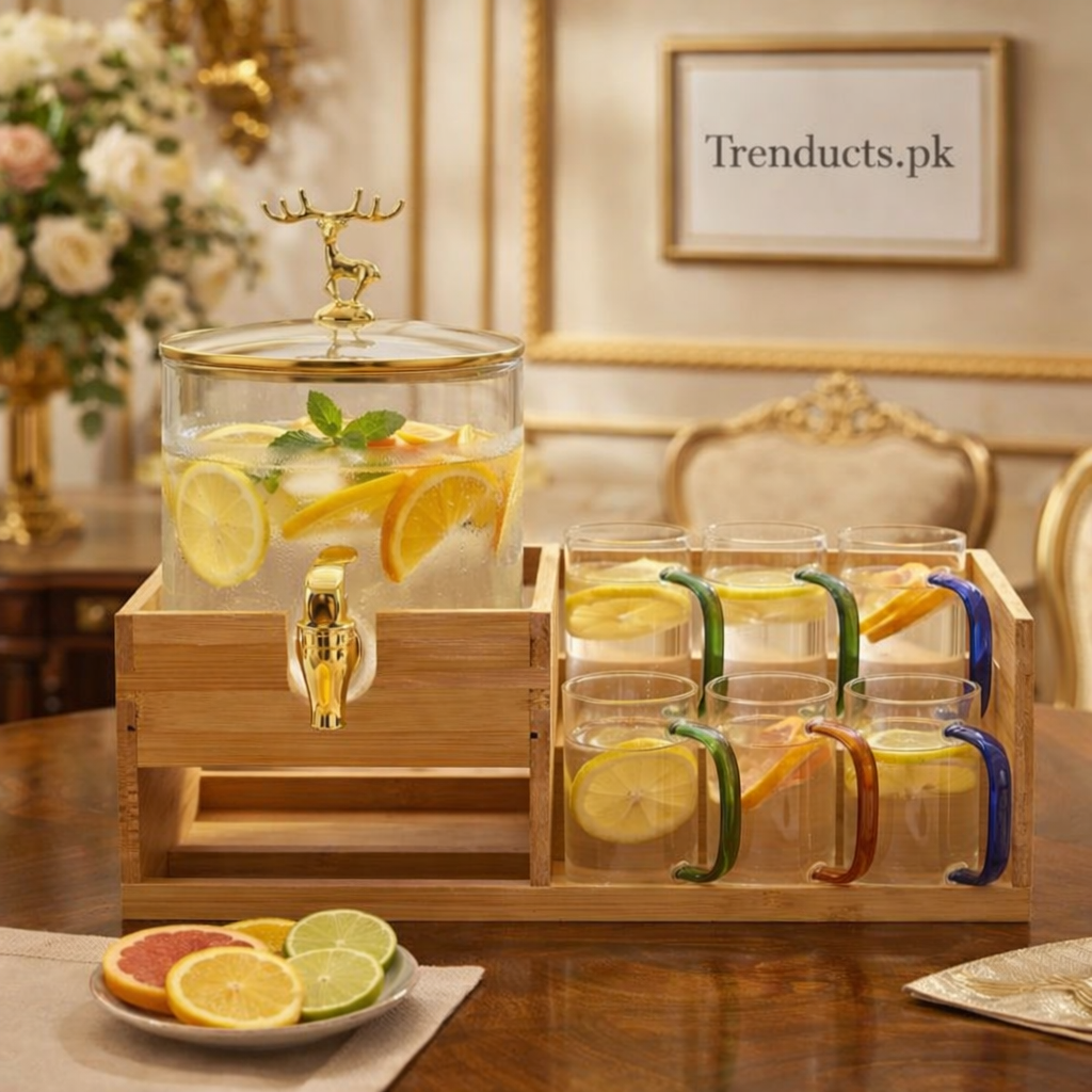 ECHOU Luxury Imported Glass Beverage Dispenser Set