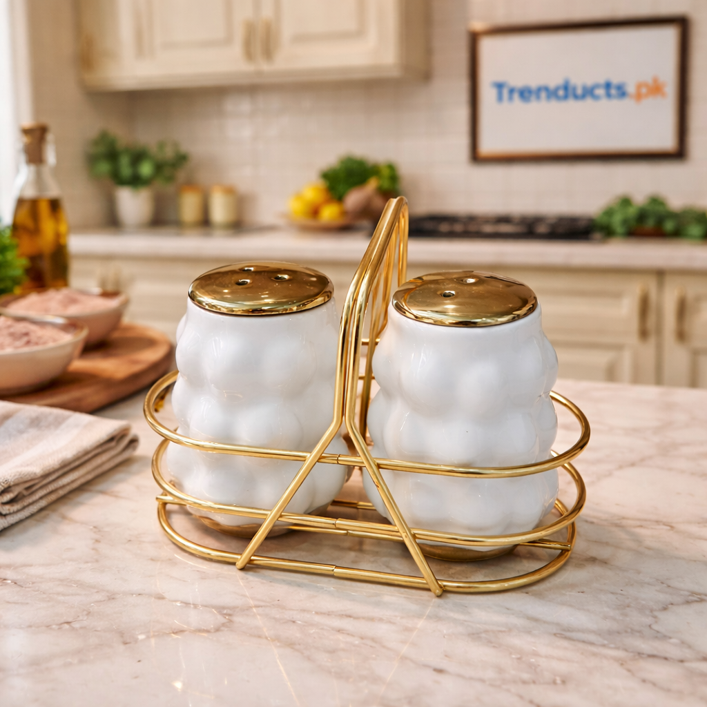 Glass Salt & Pepper Shaker Set – Premium Stainless Steel Top