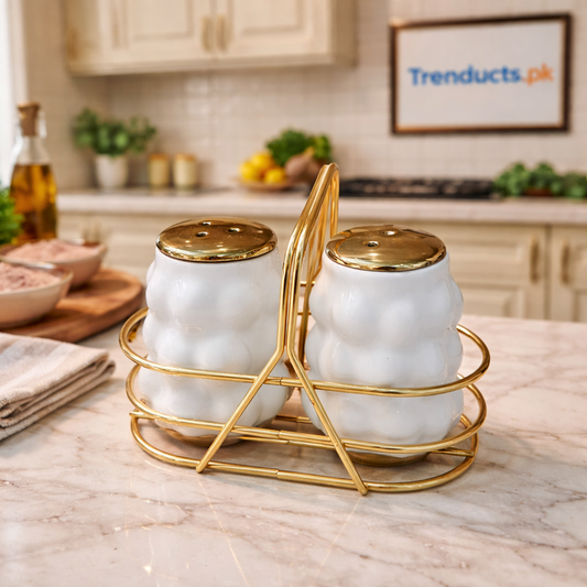 Glass Salt & Pepper Shaker Set – Premium Stainless Steel Top