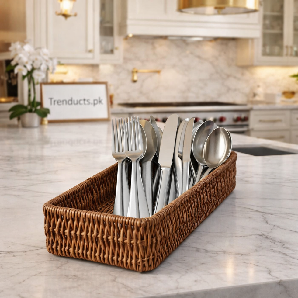 Artisan Rectangle – Luxury Faux Rattan Organizer