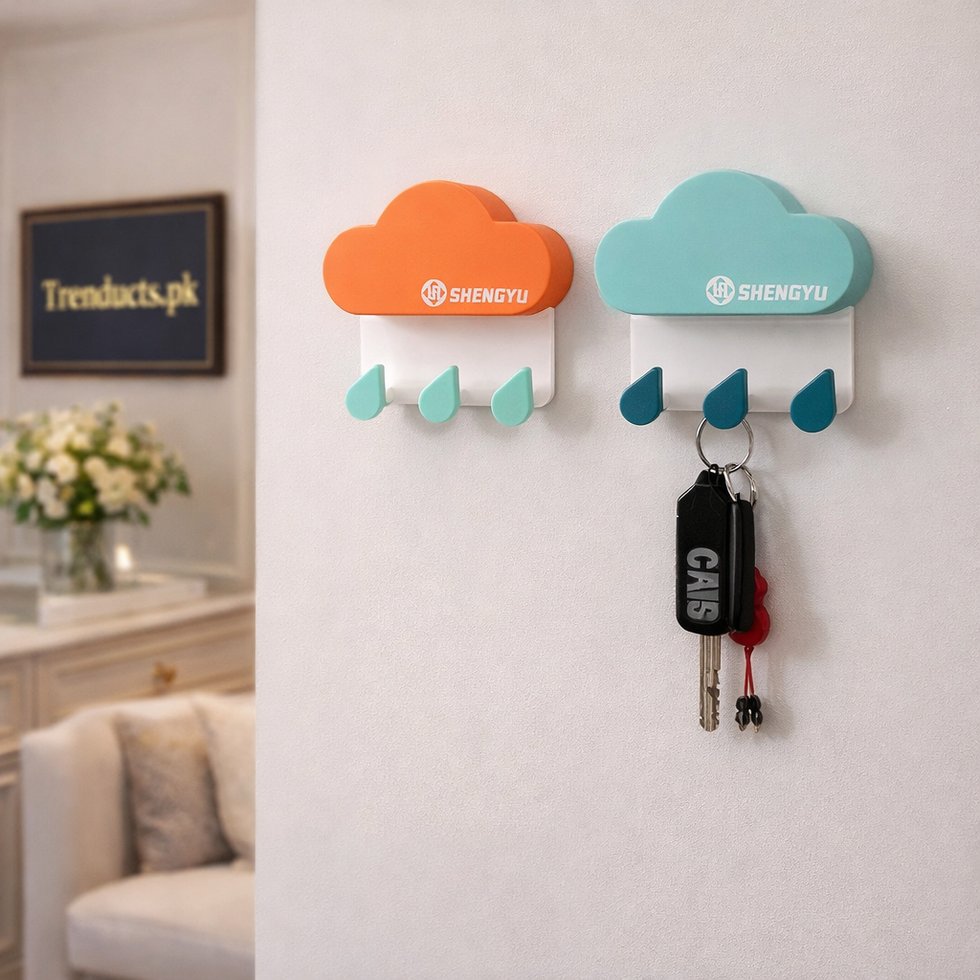 Cloud Raindrop Design Seamless Adhesive Key Holder & Multi-Hook