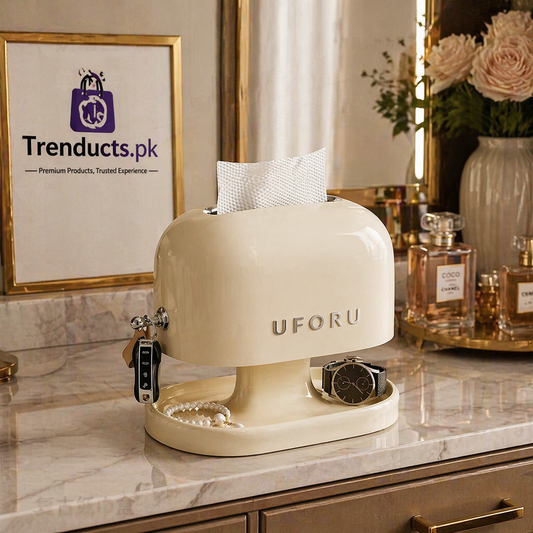 Uforo Luxury Tissue Box – Modern Desktop Organizer & Napkin Holder