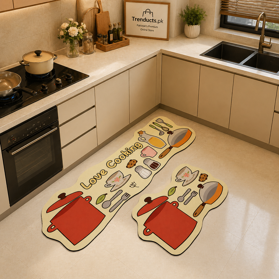 Creative Anti-Slip Kitchen Floor Mat Set – Water-Absorbent Memory Foam Runner for Home & Dining Decor