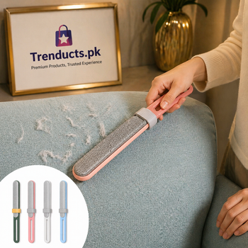 Round self-cleaning pet brush with a push-button back and fine metal bristles for grooming dogs and cats.