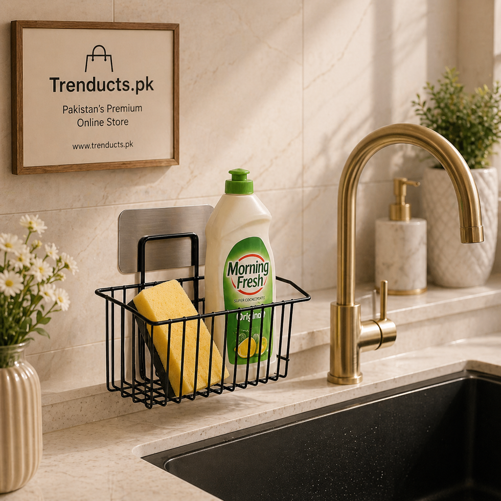 Metal Sponge Holder for Kitchen Sink – Rust-Resistant Iron Organizer with Drip Tray & Dish Cloth Hanger
