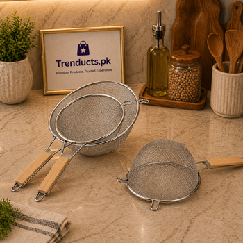 Deep Frying Spider Strainer – Stainless Steel Wire Skimmer with Heat-Resistant Wood Handle