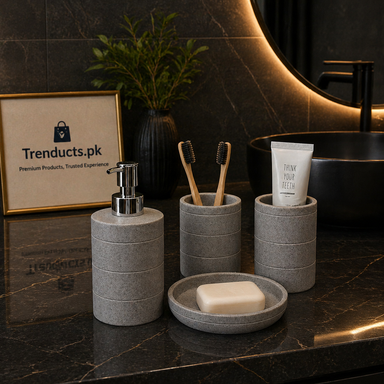 Premium 4-Piece Resin Bathroom Accessory Set