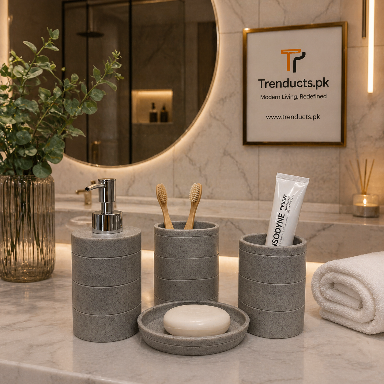 Premium 4-Piece Resin Bathroom Accessory Set