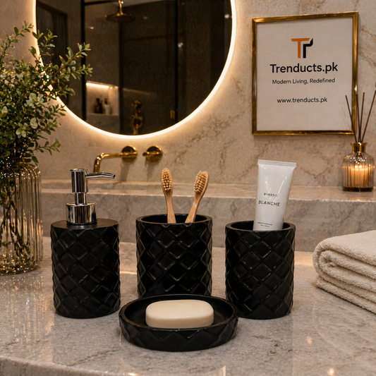 The Sphere-Stone 4-Piece Premium Resin Bathroom Set