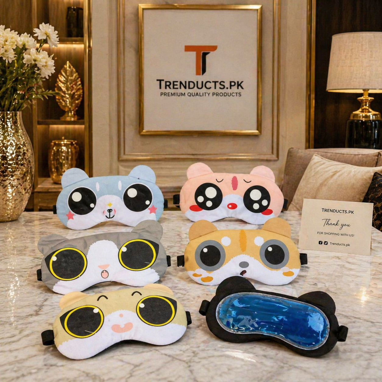 Cute Animal Sleep Mask with Removable Cooling Ice Bag (Random Design)