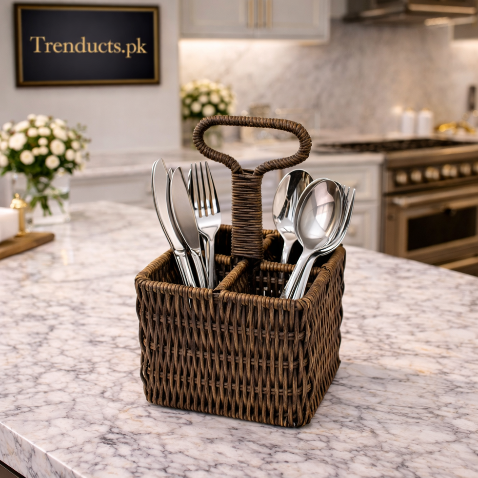 Artisan Square – Compact Faux Rattan Spoon Holder