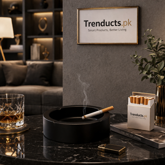 Premium Coated Steel Desktop Ashtray – Windproof & Shockproof