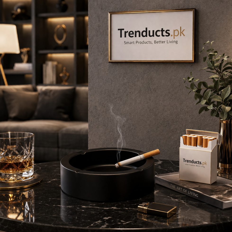 Premium Coated Steel Desktop Ashtray – Windproof & Shockproof
