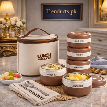 Premium SUS316 stainless steel insulated lunch box sets in 3-piece 1400ml and 4-piece 2800ml variants with insulated bags and cutlery - Trenducts Pakistan