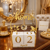 Artisanal Golden Perpetual Wooden Block Desk Calendar (Random Design)