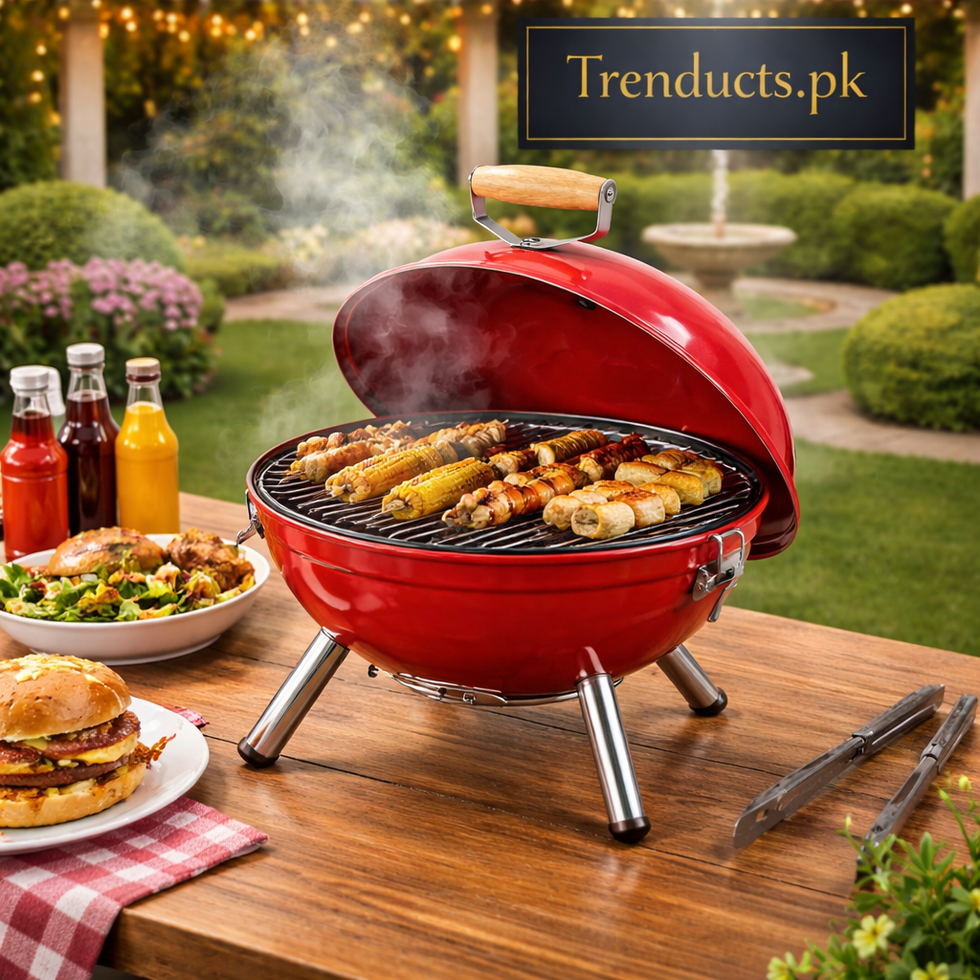 Portable Football Countertop Charcoal BBQ Grill
