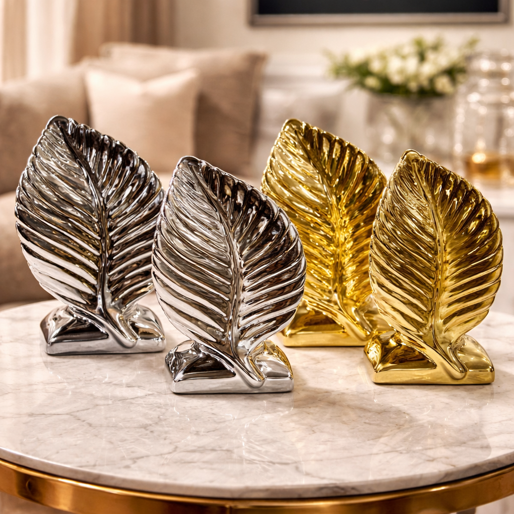 Leaf Ceramic Table Decor - 2-Piece Luxury Set (Random Color)