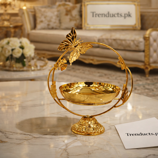 Luxury Gold-Plated Metal Serving & Decor Trays