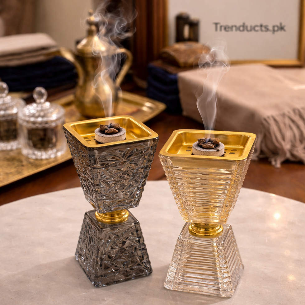 Crystal Geometric Bukhoor Burner - Luxury Glass Series (10" x 3") (each)
