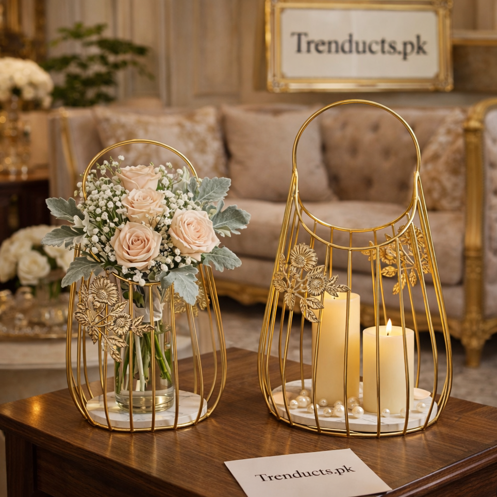 Premium Ice Gold Metal Decorative Basket