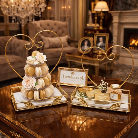Luxury Heart-Frame Marble Decor Tray