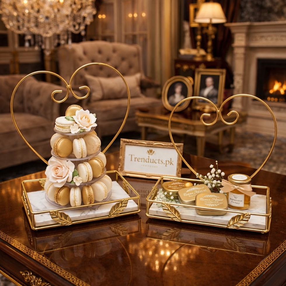 Luxury Heart-Frame Marble Decor Tray