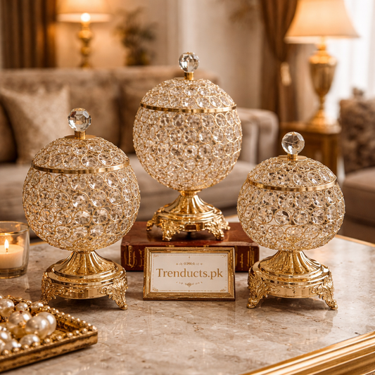 Luxury Ice Gold Crystal Candy Jar Collection